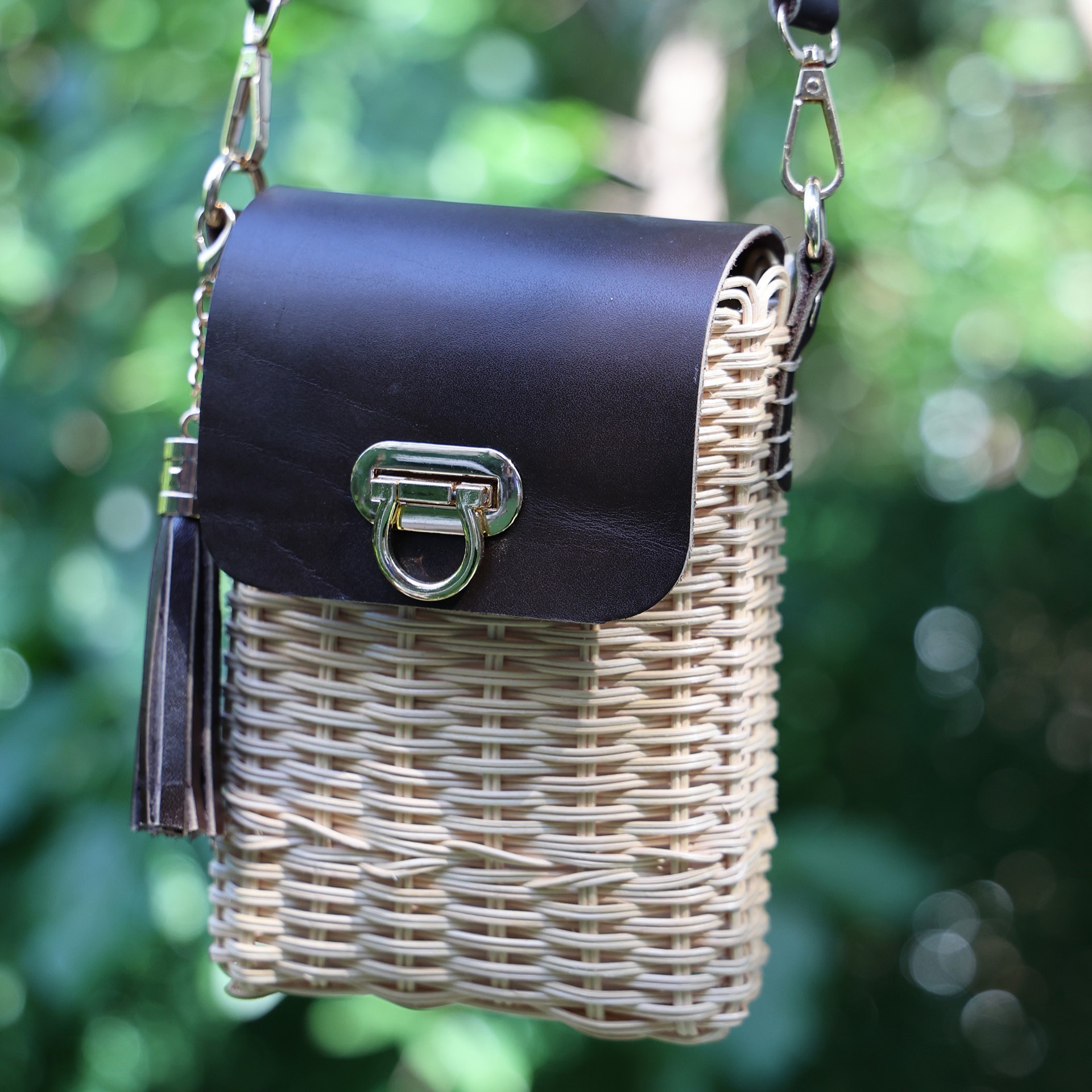 Rattan Çanta (Siyah)